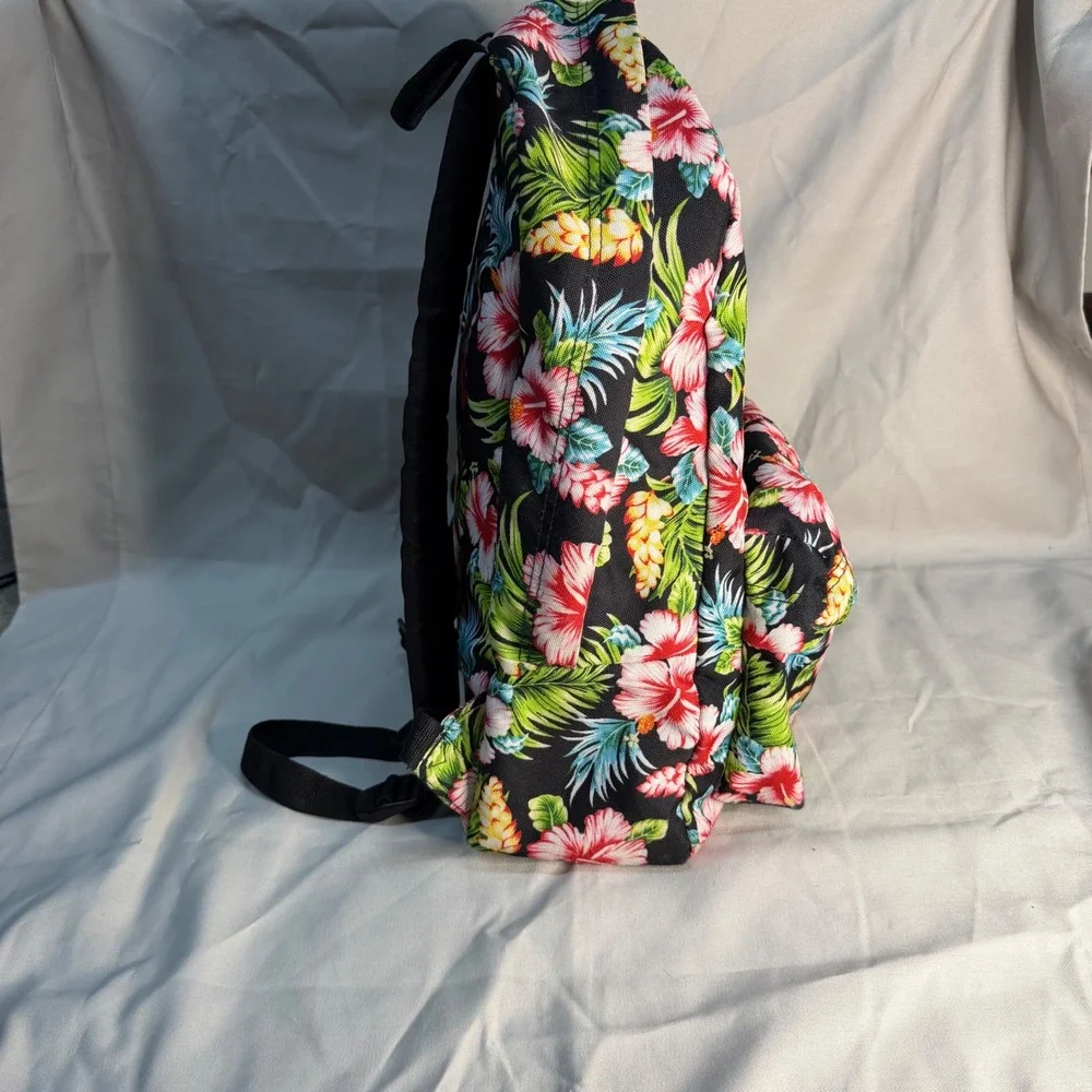 Vans Off The Wall Backpack Tropical Floral Hibiscus Print Black School Bag